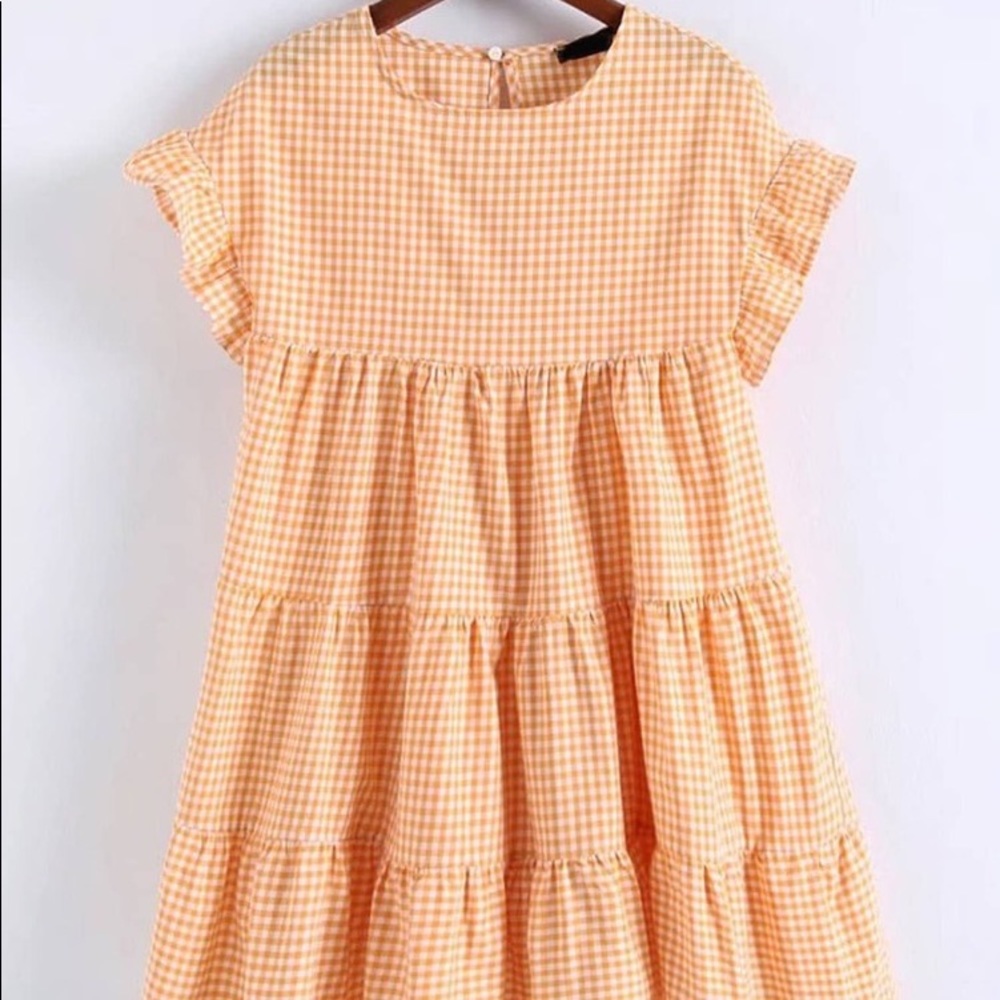 Cut little yellow gingham dress